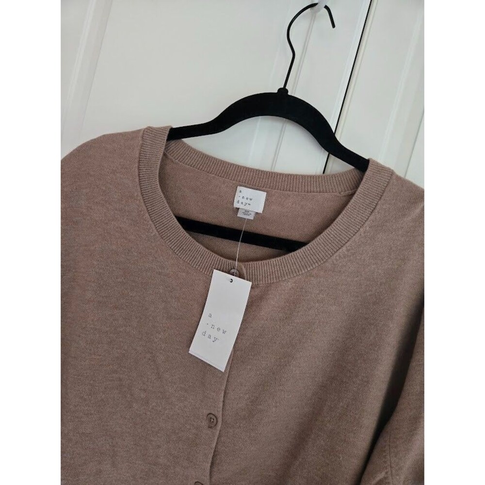 A New Day Button Front Cardigan - Light Brown - Womens 3X - NEW - Picture 3 of 4
